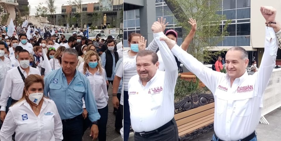 CANDIDATOS DEL PAN Y MORENA INICIAN EN PLAZA PRINCIPAL SUS ACTIVIDADES.
