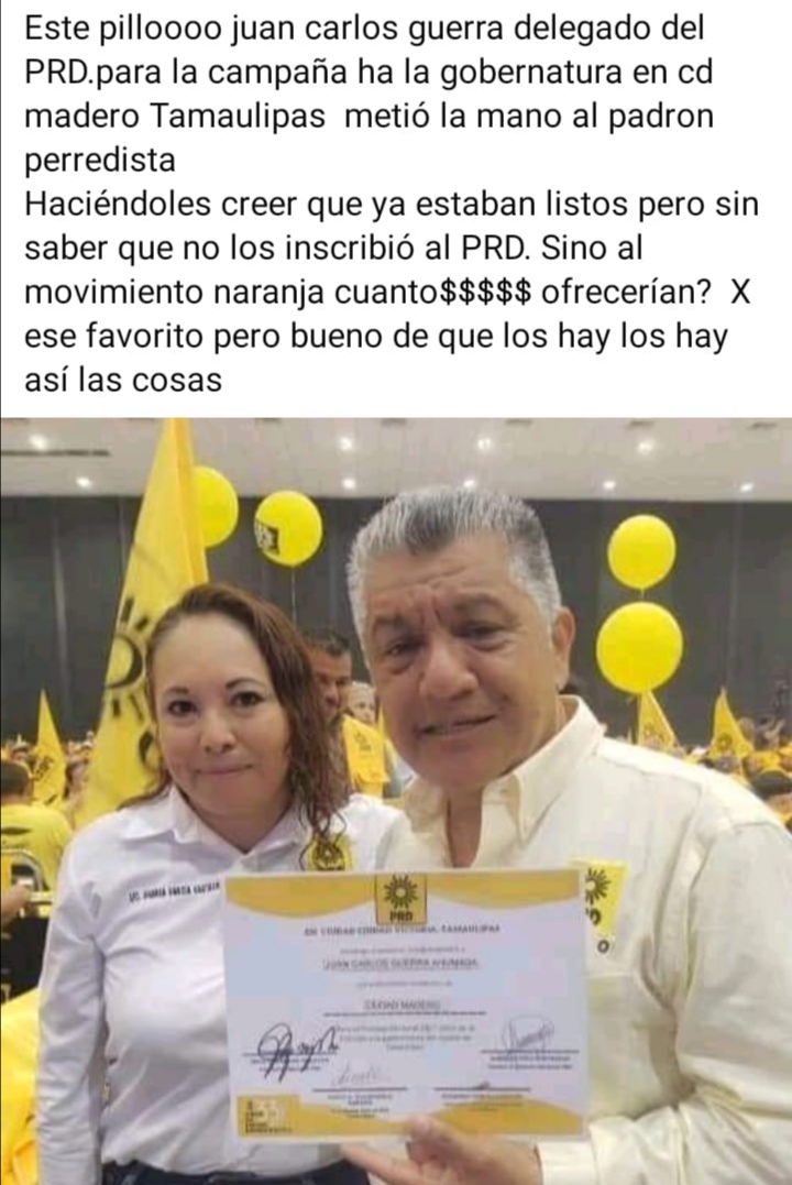 CALIFICAN DE TRAIDOR AL RECIÉN NOMBRADO DIRIGENTE DEL PRD EN MADERO.