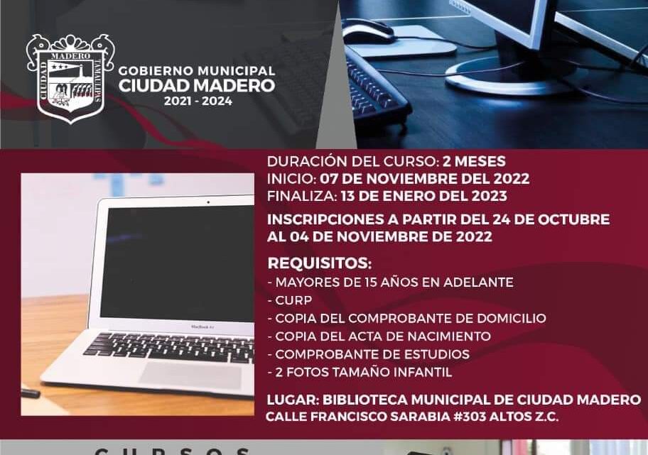 ABREN EN CIUDAD MADERO CURSOS DE COMPUTACIÓN EN BIBLIOTECA MUNICIPAL.