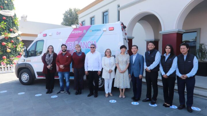 RECIBE SISTEMA DIF ALTAMIRA NUEVA AMBULANCIA POR PARTE DE LA EMPRESA POSCO MÉXICO.