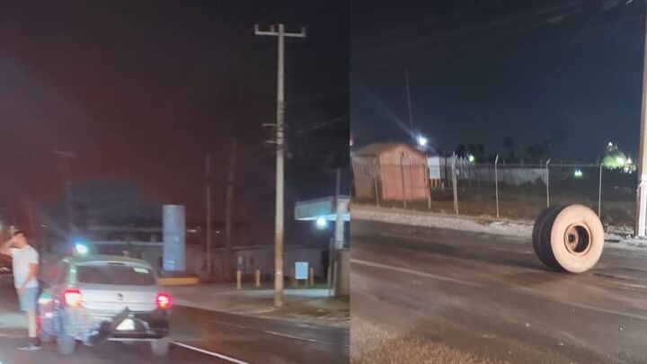 NEUMATICO DE TRÁILER IMPACTA A DOS VEHÍCULOS EN LA AVENIDA DE LA INDUSTRIA