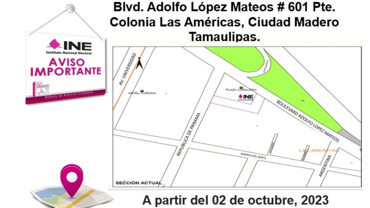 INE ANUNCIA NUEVA UBICACION  DEL CENTRO DE ATENCIÓN