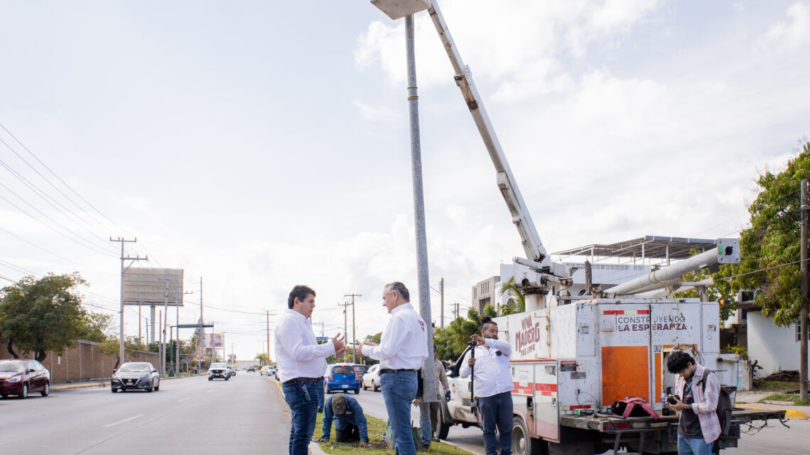 REDOBLAN ACCIONES EN MANTENIMIENTO DE ALUMBRADO PÚBLICO EN CD. MADERO